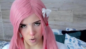 Solo young female bends over