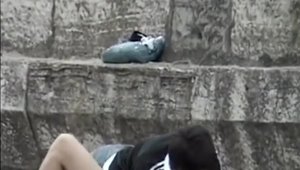 Young couple nailed rough at the beach