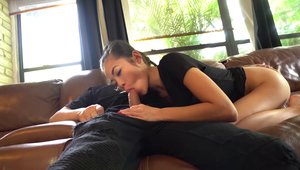 POV Waitress - Young asian waitress Vina Sky sucking cock