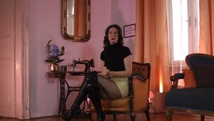 Classy english in sexy stockings