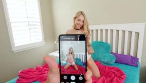 Jay Rock Films: Blonde Lily Larimar cowgirl fuck in the bed