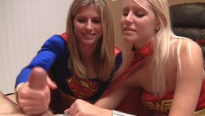 Stroking together with busty cougar Cory Chase