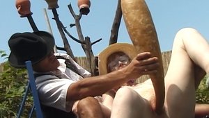 CrazyOldMoms: Sex with toys outdoors