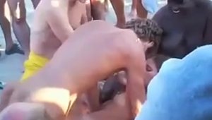 Naked exhibitionist voyeur group sex at the beach