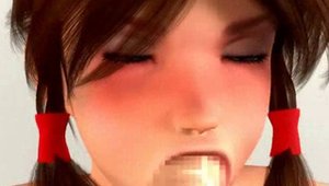 3d busty brunette playing with toys