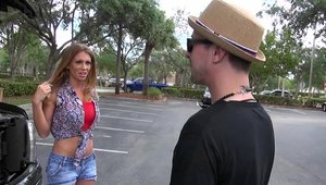 Milf Hunter: Blonde hair April Mae cock sucking