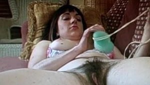 Hairy girl dildo action
