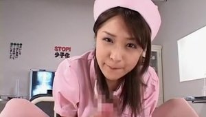 Exotic woman asian nurse CFNM handjob