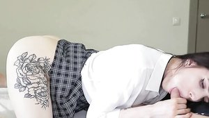 Reislin - Inked teen likes blowjob